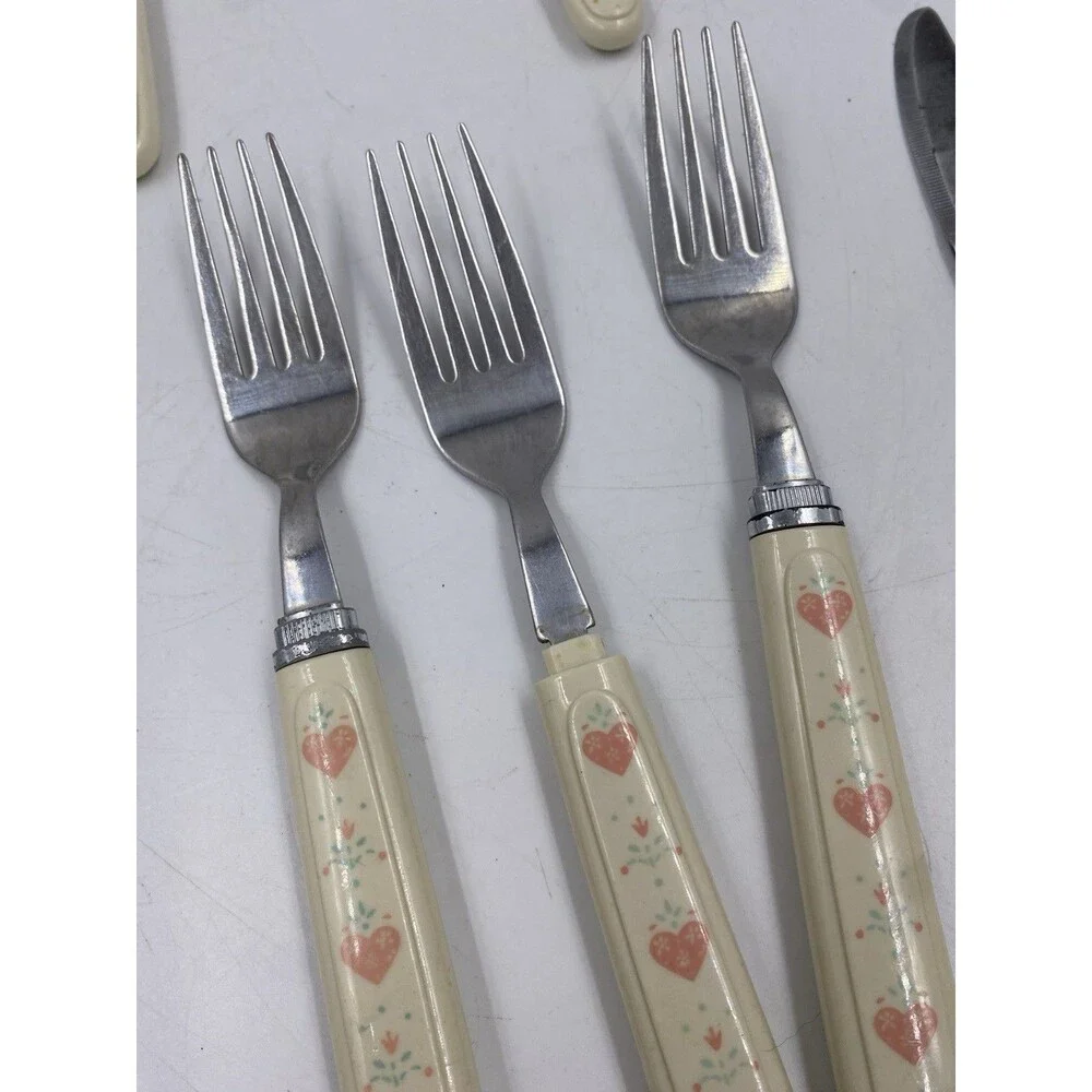 11 Pieces Mixed Corelle Forever Yours Heart Flatware Heavily Used Needs Repair